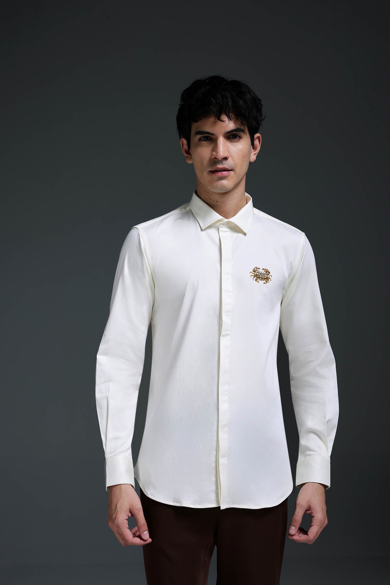 Crab - Hand Embroidered Designer Shirt