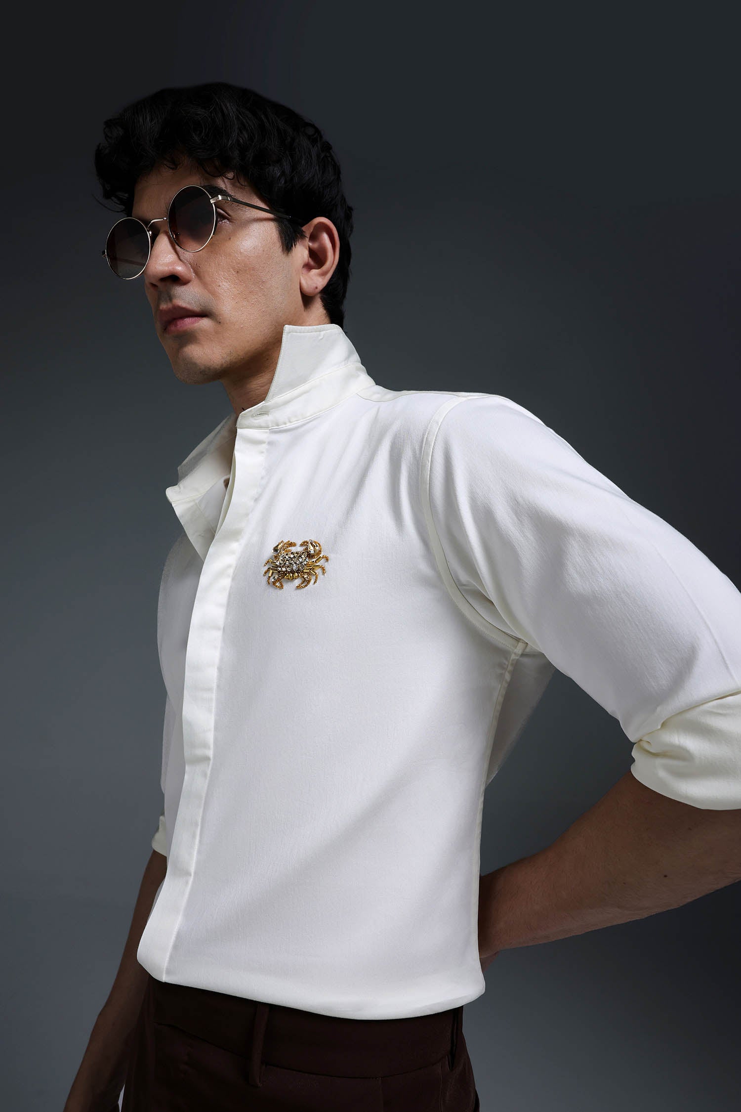 Crab - Hand Embroidered Designer Shirt