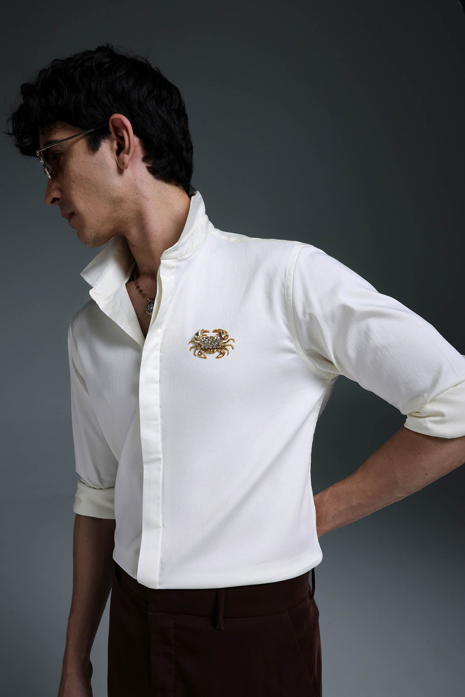 Crab - Hand Embroidered Designer Shirt