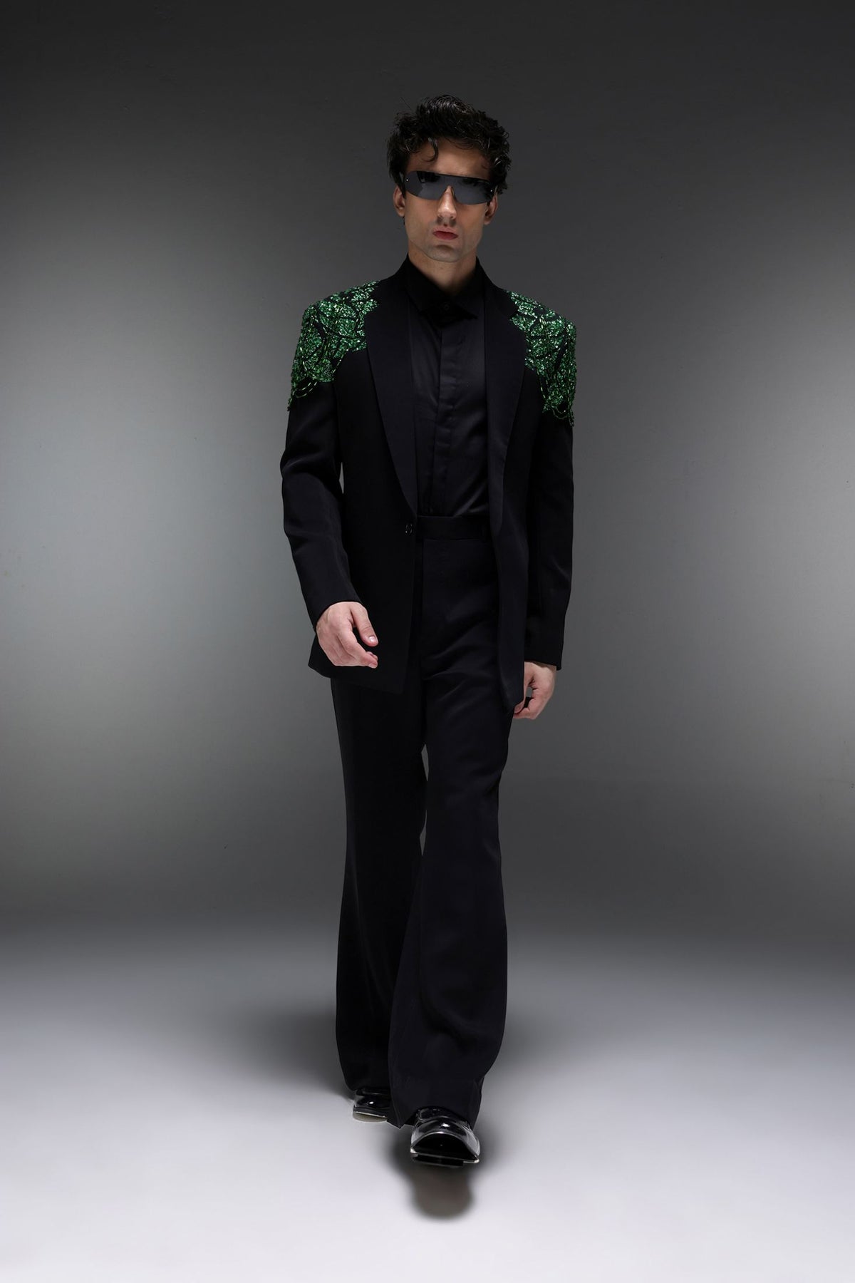 Peridot - Hand Embroidered Designer Tuxedo - Black