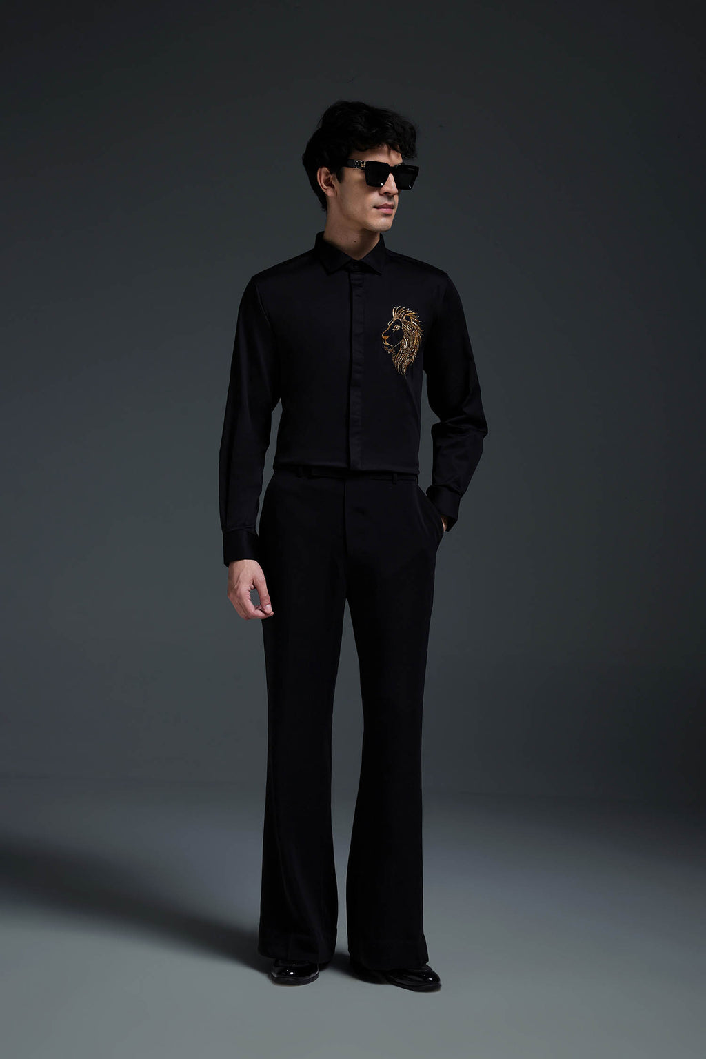 King Of Beast (Lion) - Hand Embroidered Designer Shirt