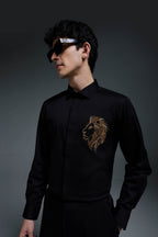 King Of Beast (Lion) - Hand Embroidered Designer Shirt