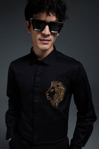 King Of Beast (Lion) - Hand Embroidered Designer Shirt