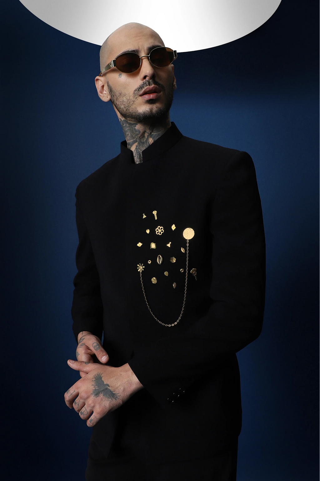 Drizzle Metal  Hand Embroidered Bandhgala - Black