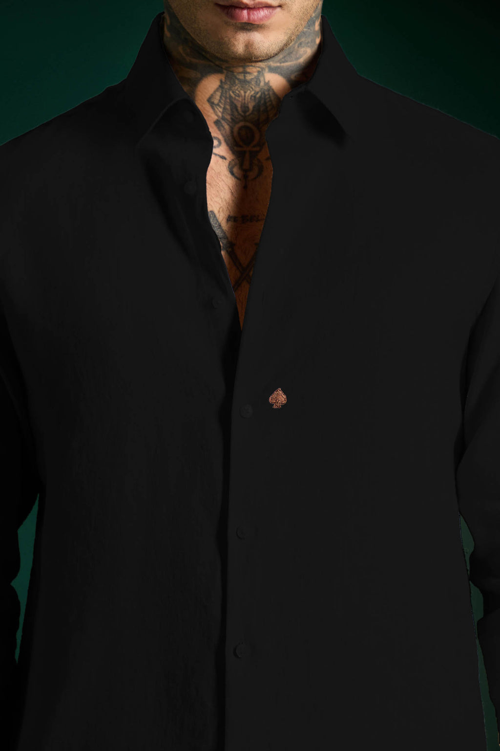 Brown Spade Irish Linen Shirt - Black