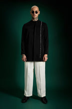 Brim Hand Embroidered Designer Kurta Set - Black
