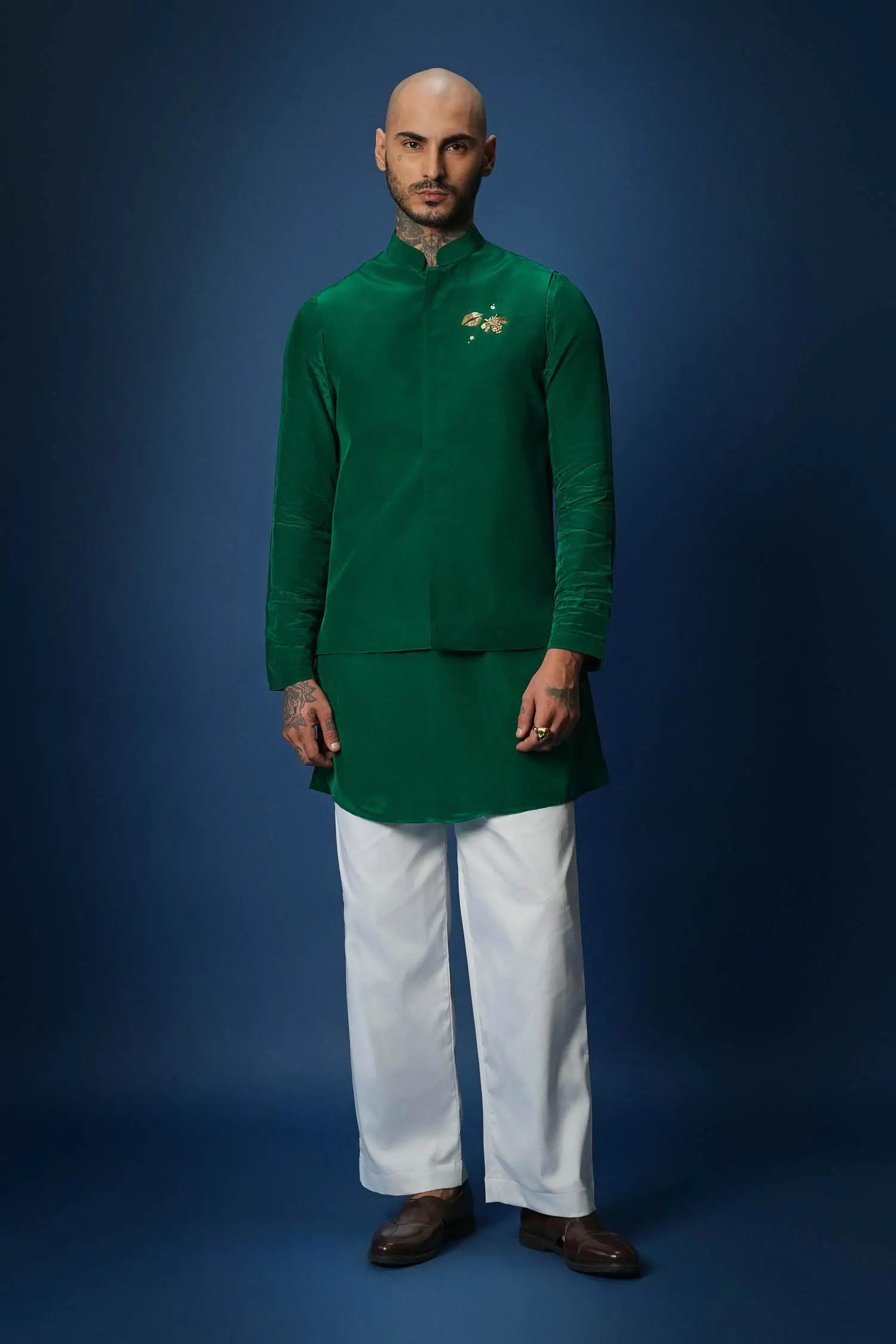 Bride Squad Hand Embroidered Bundi Set - Green