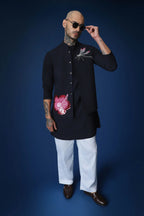 Solstice Hand Embroidered Bundi Set - Navy