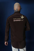 Mere Yaar Ki Shaadi Hai Hand Embroidered Bundi Set - Brown