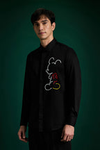 Big Mickey - Black Hand Embroidered Designer Shirt