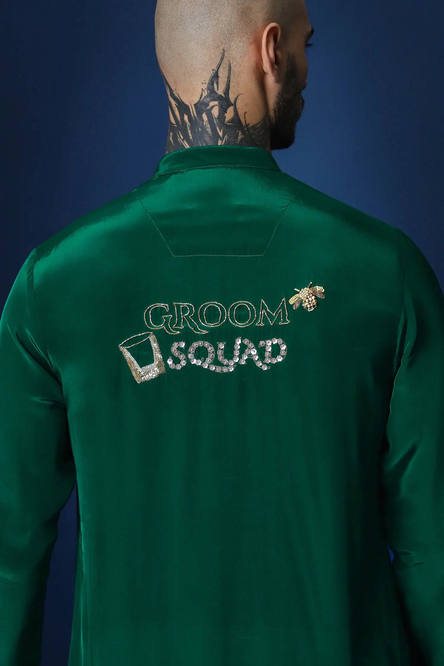 Groom Squad Hand Embroidered Kurta - Green