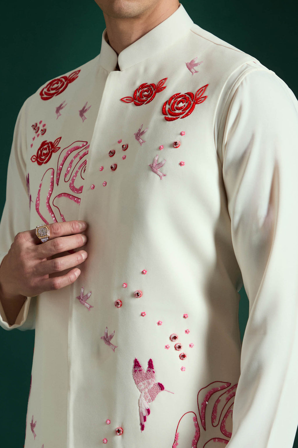 Meadows-hand Embroidered Designer Bundi