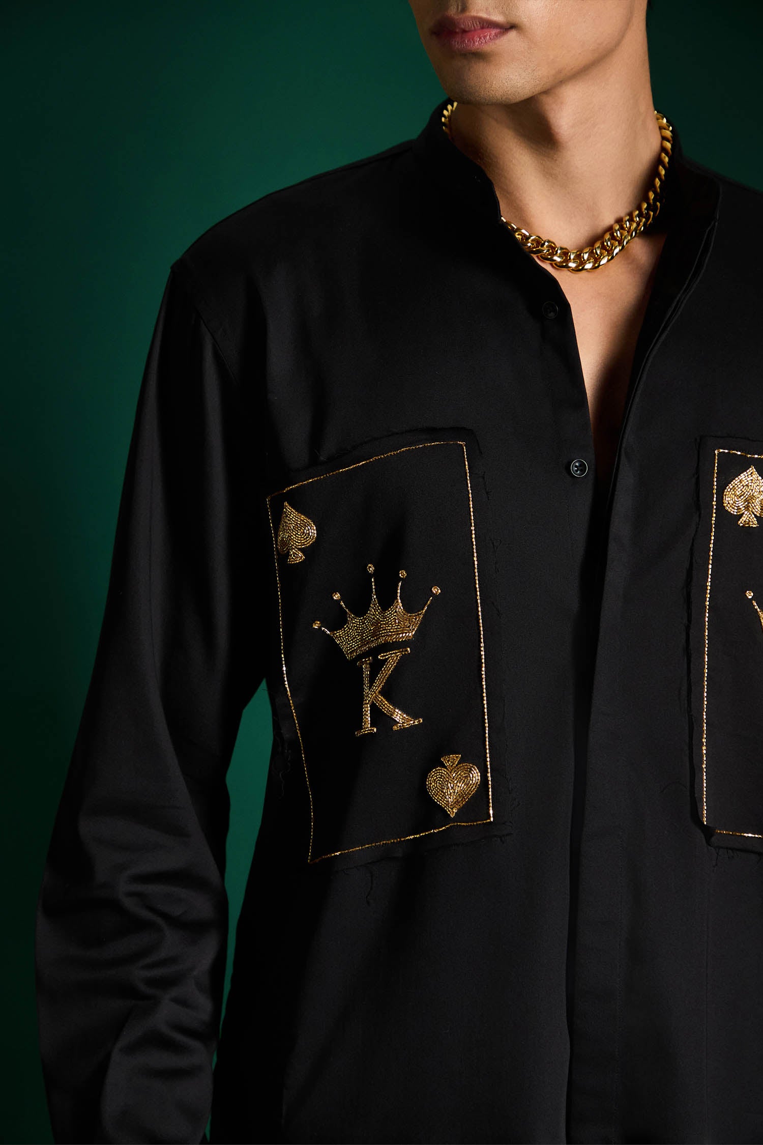 The King Hand Embroidered Designer Kurta - Black