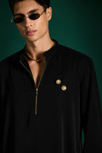 Disc Hand Embroidered Designer Kurta - Black