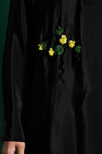 Water Lily Hand Embroidered Designer Kurta - Black