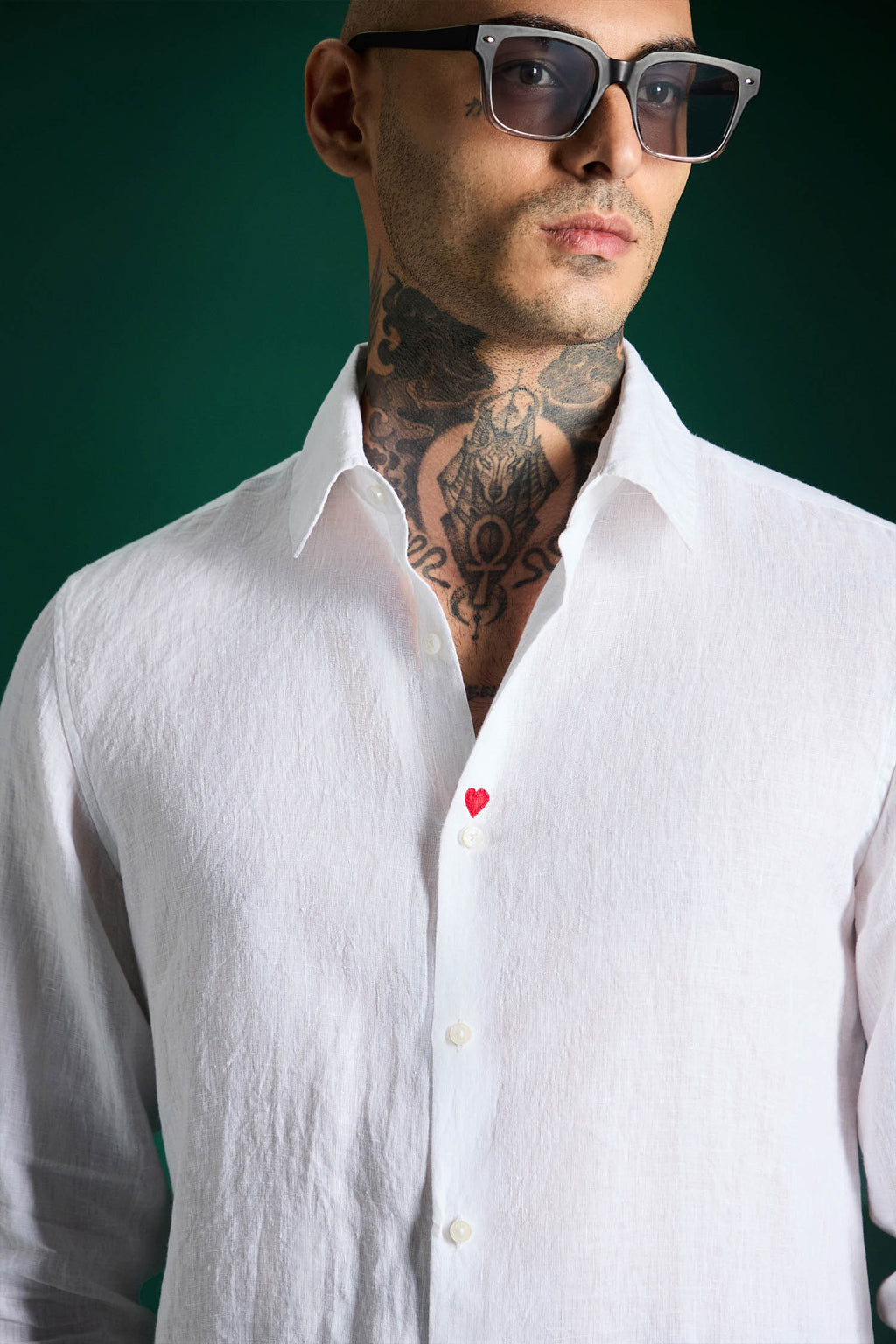 Heart Irish Linen Shirt - White