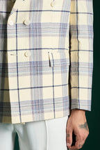 The Board Room Blazer Tartan Checks - Ecru White