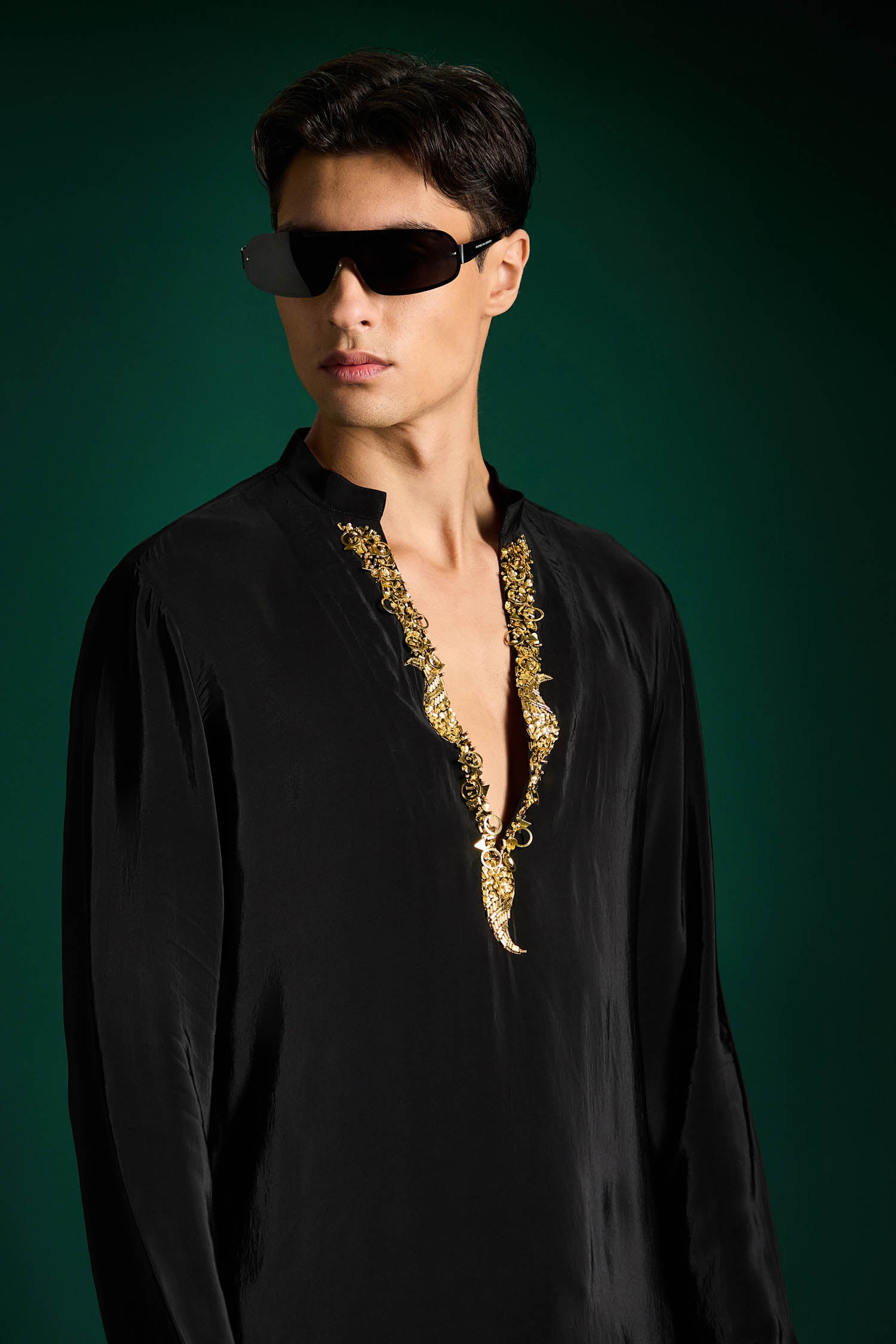 Echo Beads Hand Embroidered Designer Kurta - Black