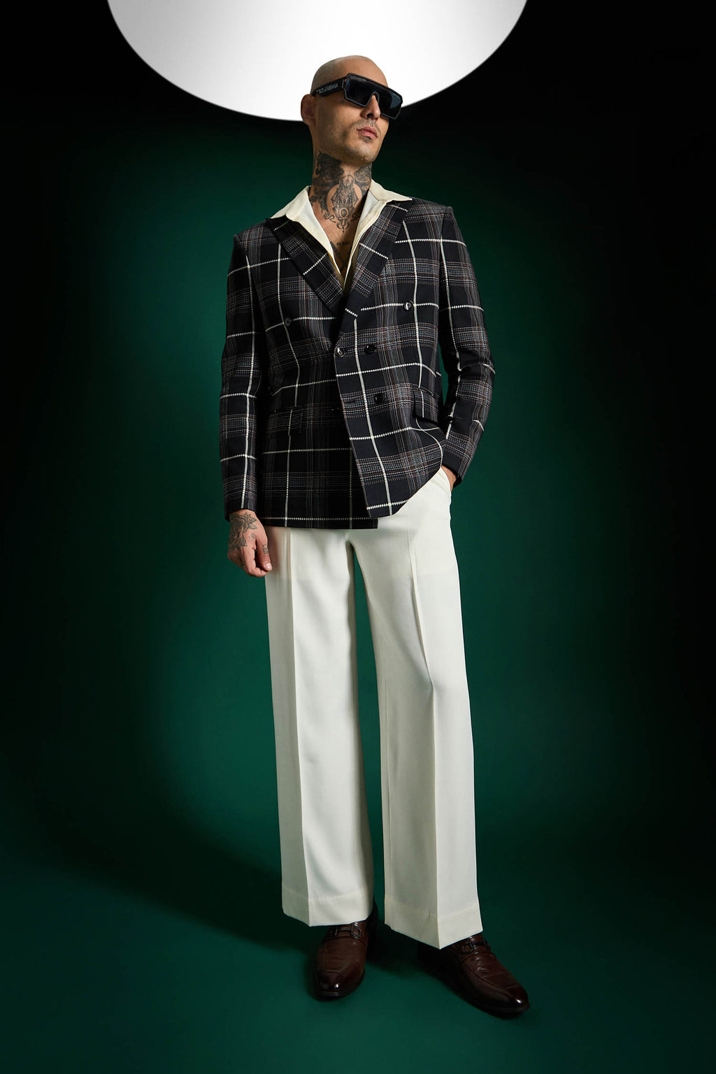 The Boardroom Tartan Checks Blazer - Black