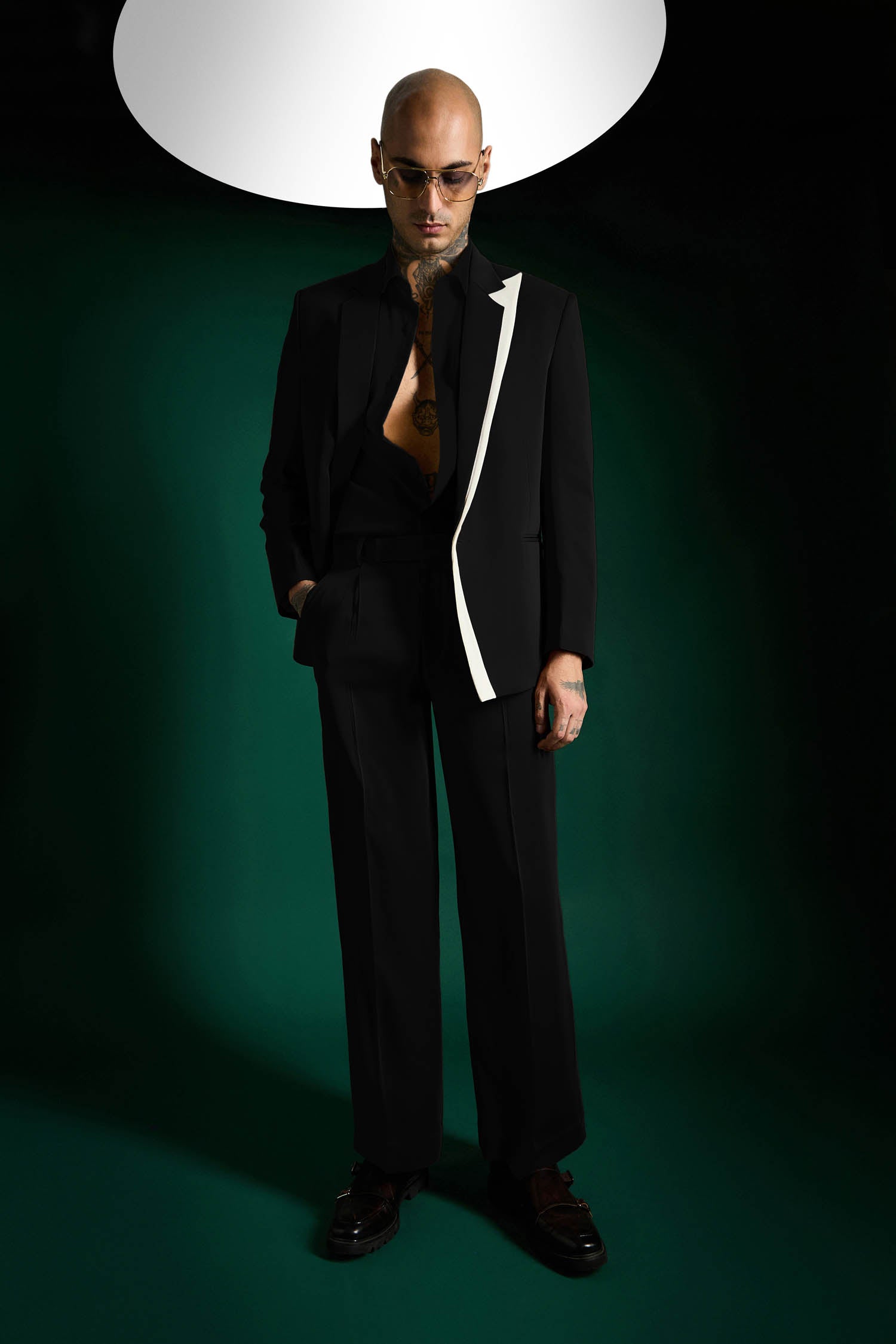 Double Lapel The Board Room Designer Blazer Set - Black