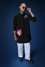 Solstice Hand Embroidered Bundi Set - Black