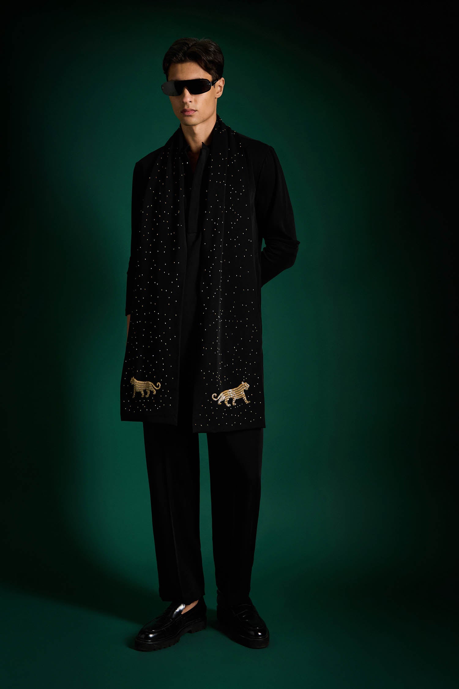 Bobcat - Hand Embroidered Designer Shawl