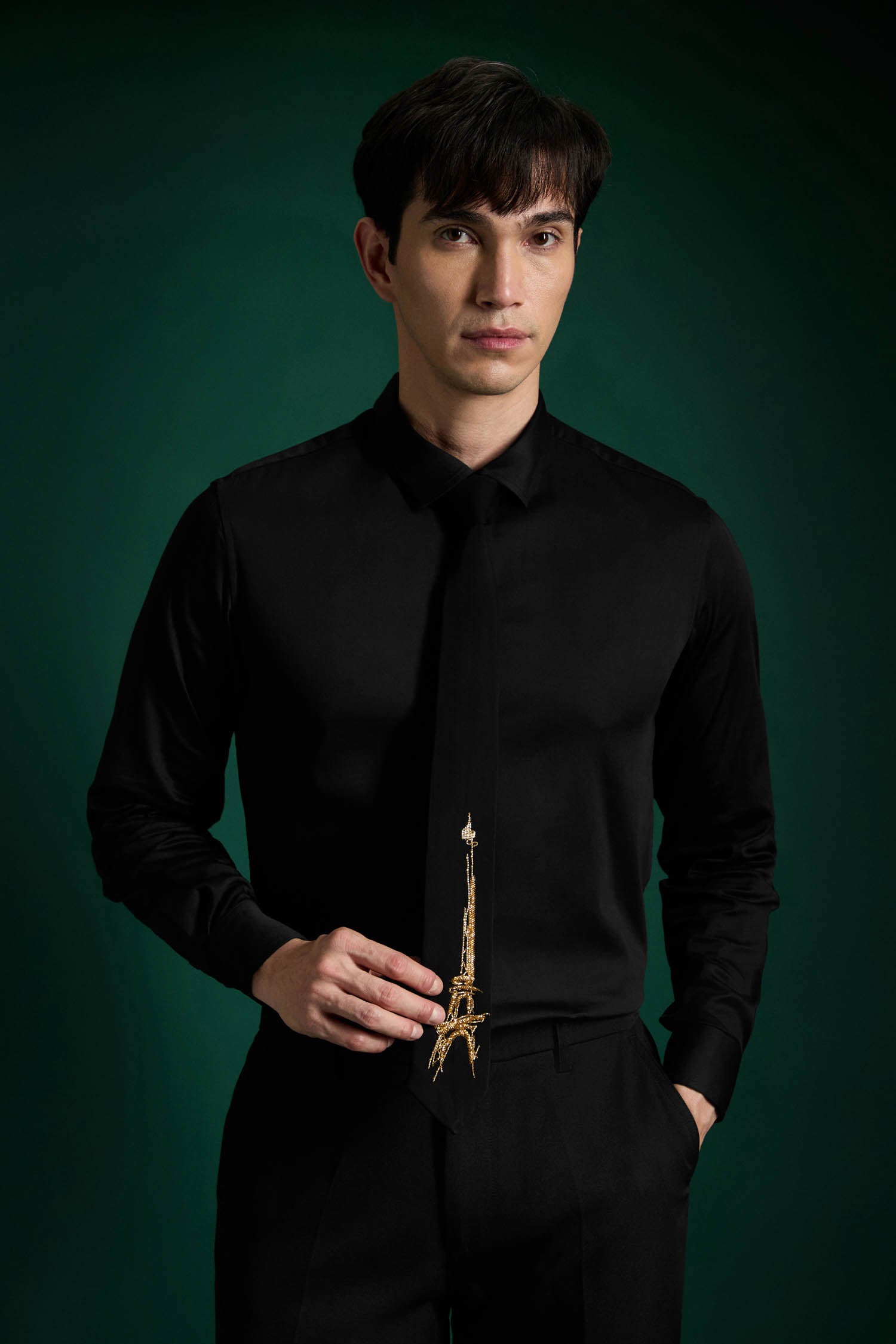 Eiffel Tower- Hand Embroidered Designer Tie