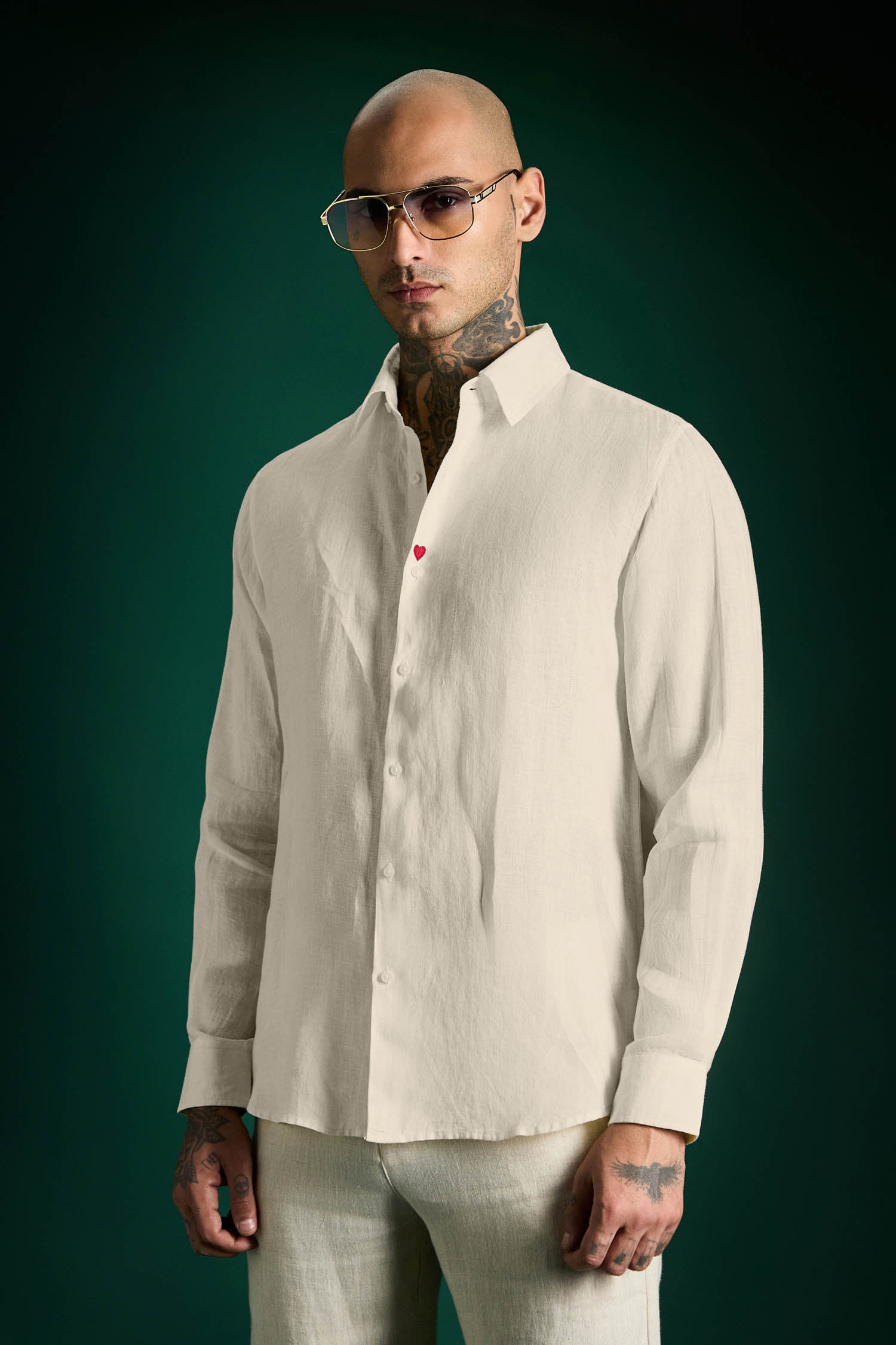 Heart Irish Linen Shirt - Ivory