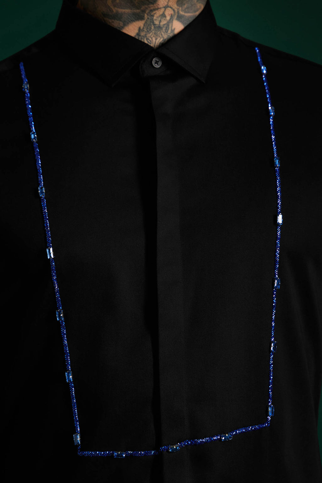 Forms- Hand Embroidered Designer Shirt - Black