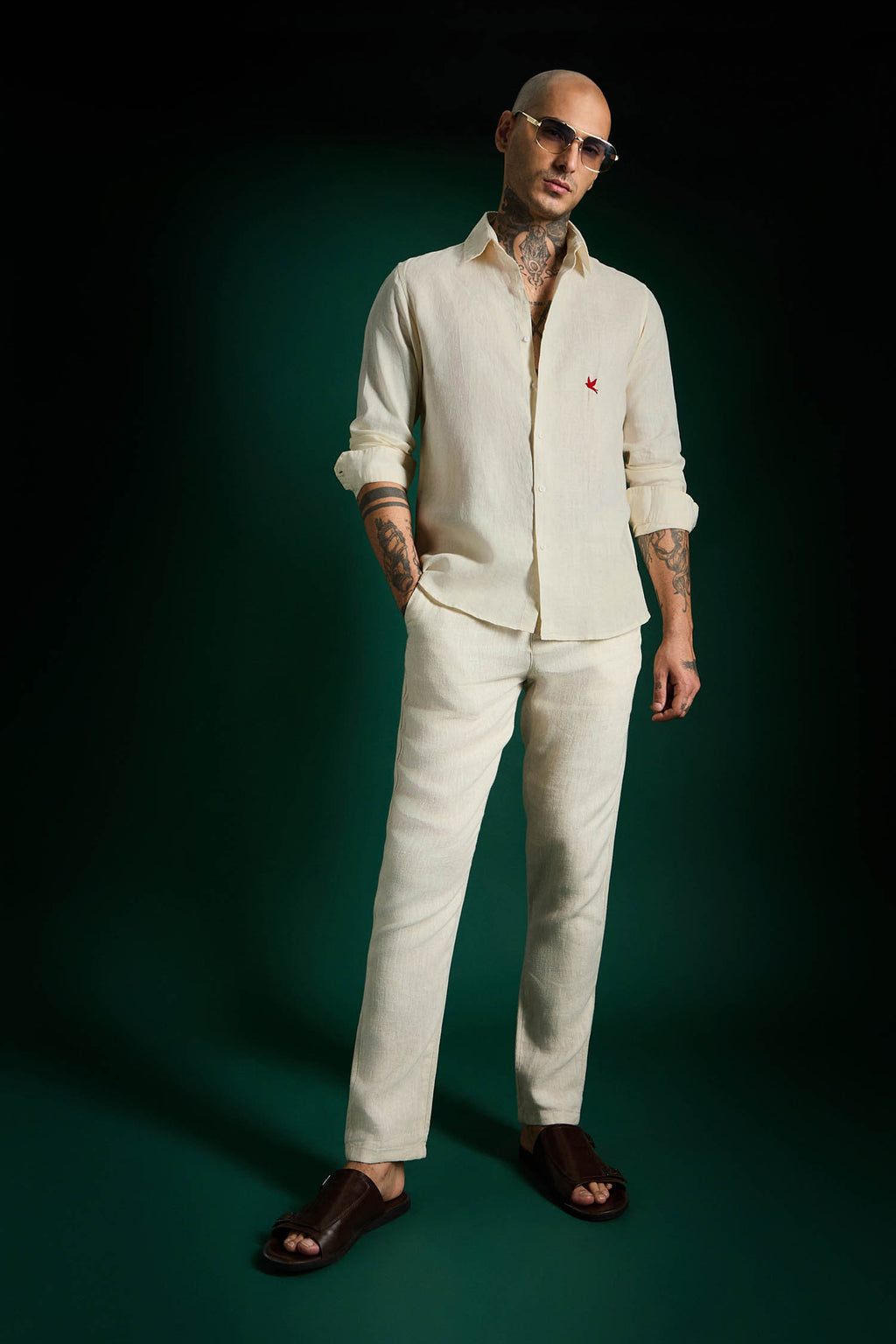 Bird Irish Linen Shirt - Ivory