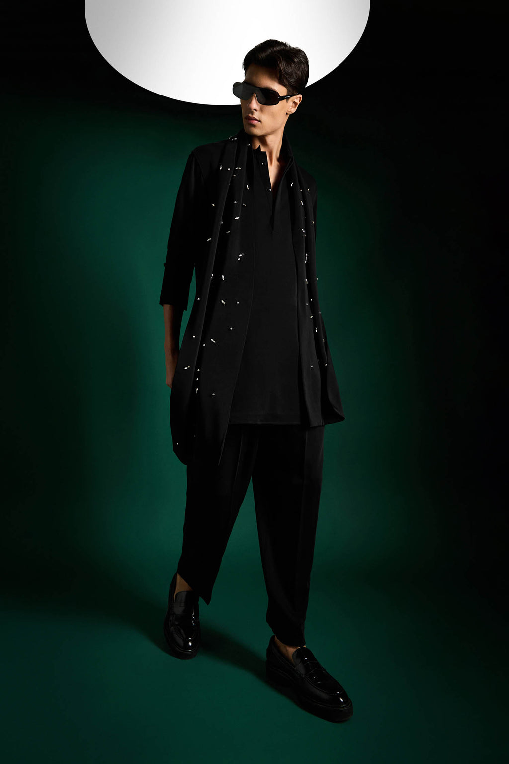 Flecked Hand Embroidered Designer Shawl Set With Kurta And Pant