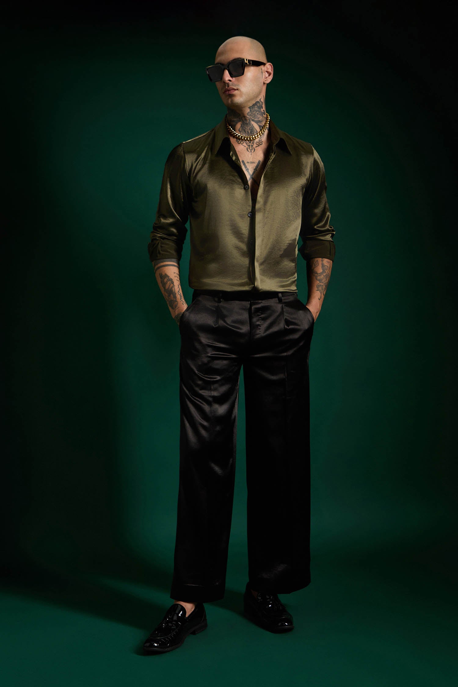 Bird Irish Linen Shirt - Olive Green