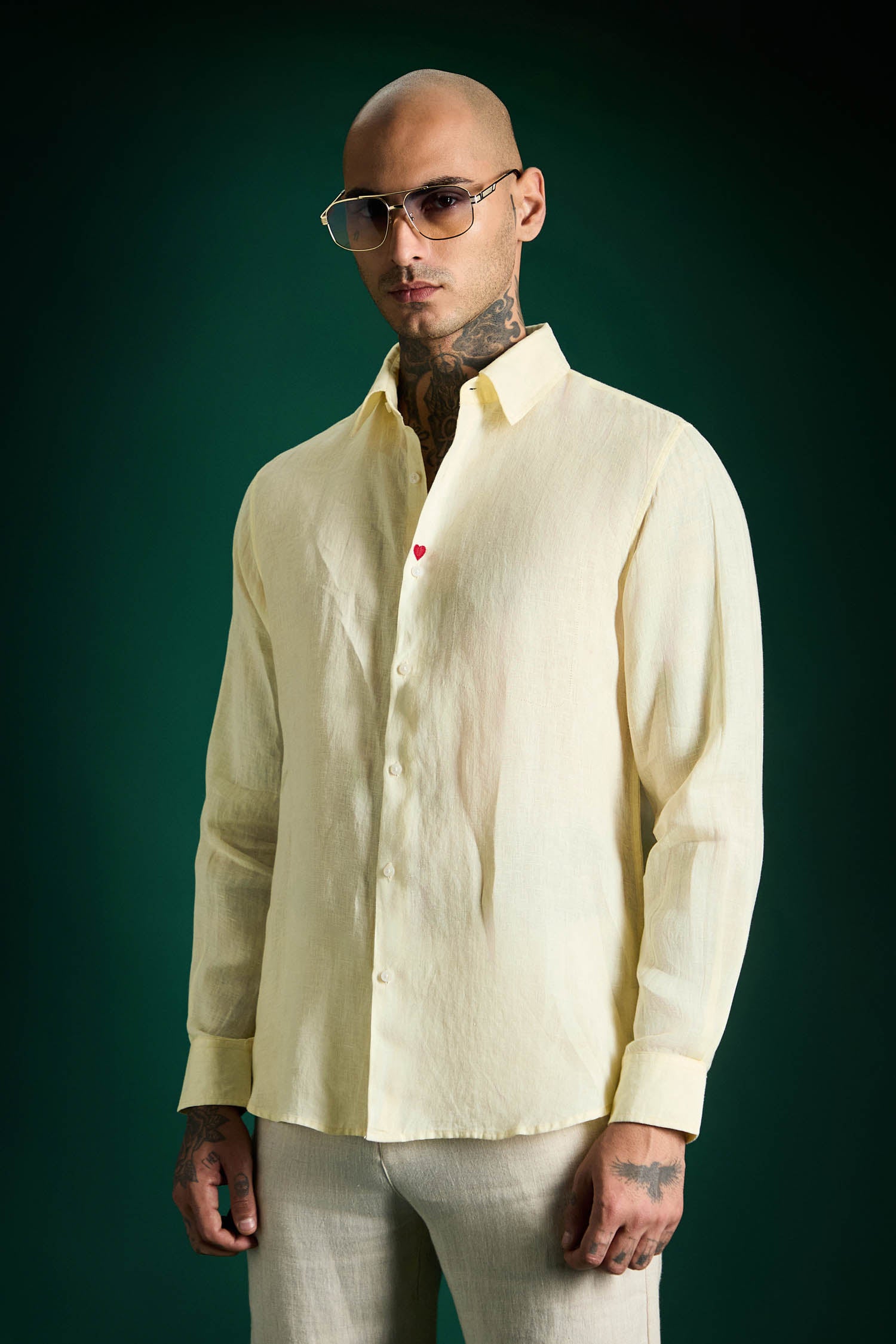 Heart Irish Linen Shirt - Ivory