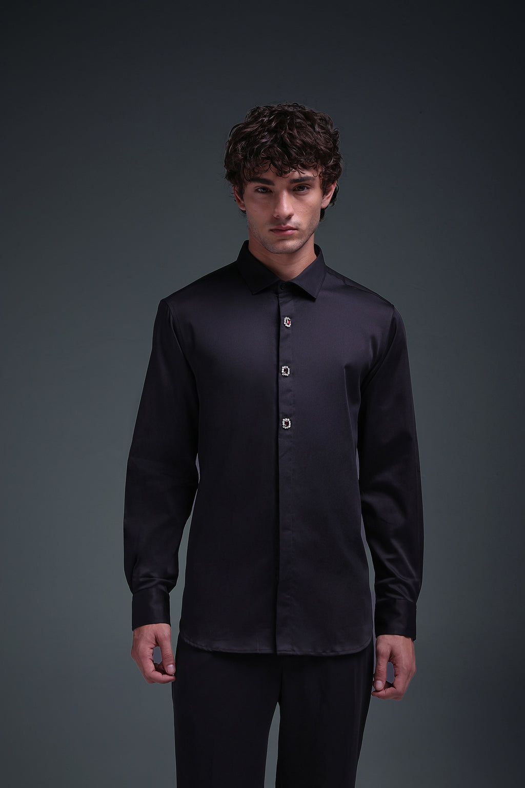 Regal(Red Rhinestone) - Hand Embroidered Designer Shirt