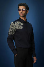 Narasimha embroidered Designer Shirt - Navy