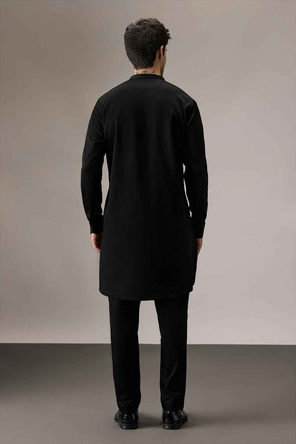 Lush All-over(Floral) - Hand Embroidered Designer Kurta - Black