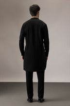 Lush All-over(Floral) - Hand Embroidered Designer Kurta - Black