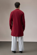 Glint (All Over) - Hand Embroidered Designer Kurta - Burgundy
