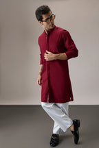 Grooms Crew - Hand Embroidered Designer Kurta - Burgundy