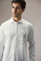 Naked - Hand Embroidered Designer Shirt - White