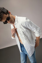 Naked - Hand Embroidered Designer Shirt - White