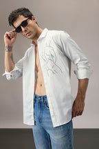 Naked - Hand Embroidered Designer Shirt - White