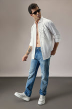Naked - Hand Embroidered Designer Shirt - White