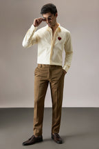 Cordelia - Hand Embroidered Designer Shirt - Ivory