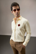 Cordelia - Hand Embroidered Designer Shirt - Ivory