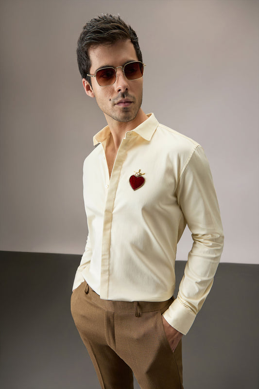 Cordelia - Hand Embroidered Designer Shirt - Ivory