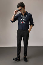 Bugs Bunny - Hand Embroidered Designer Shirt - Navy