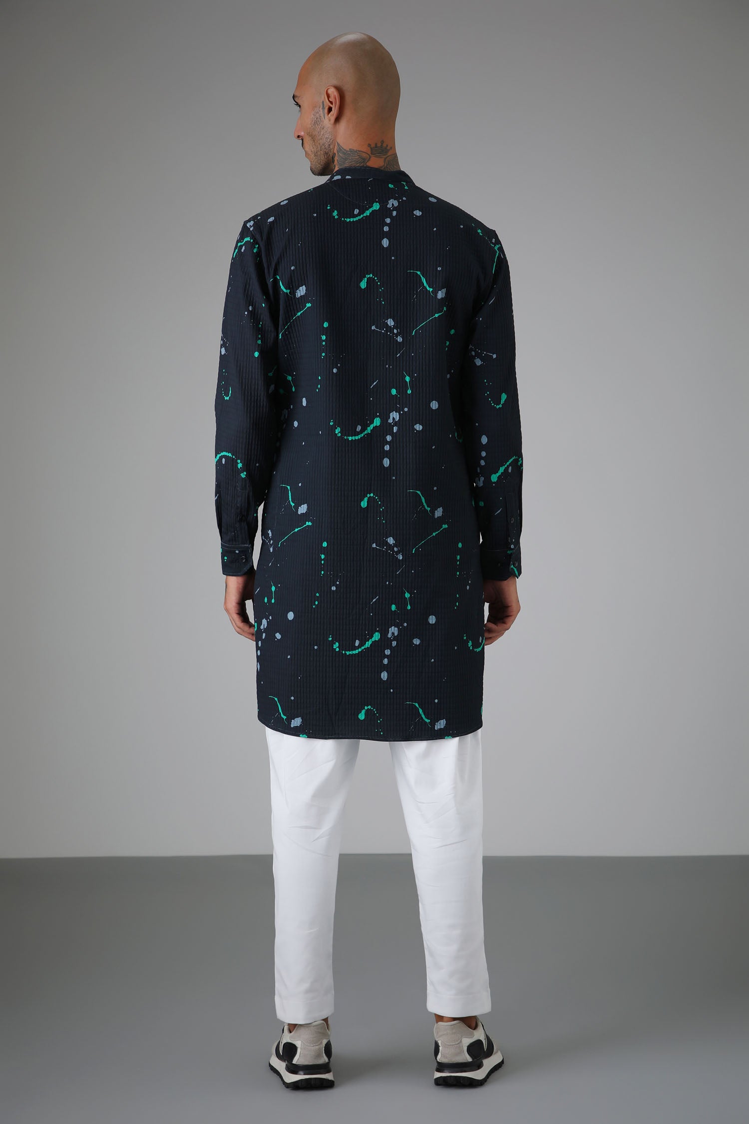 Navy Splatter - Designer Kurta