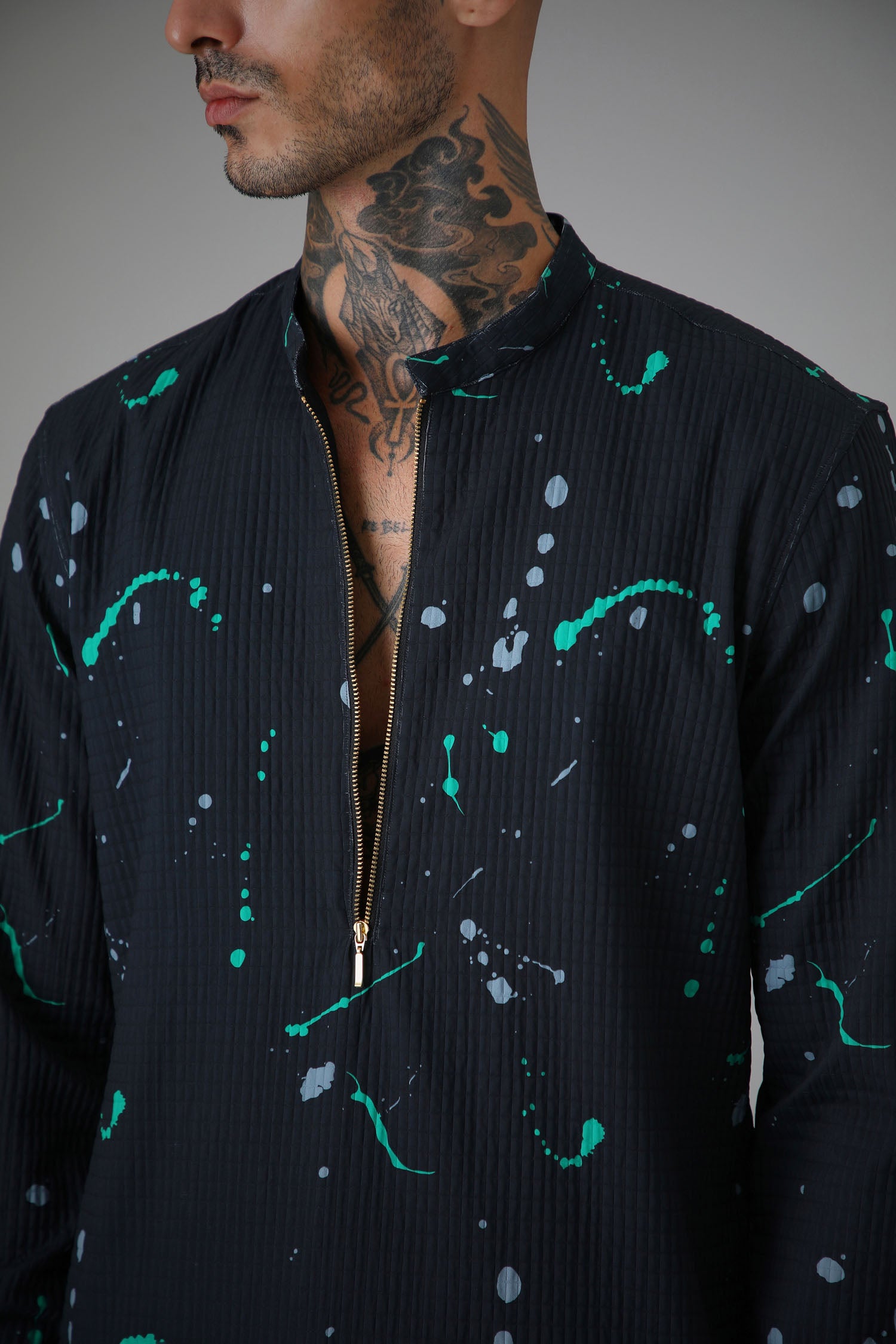Navy Splatter - Designer Kurta