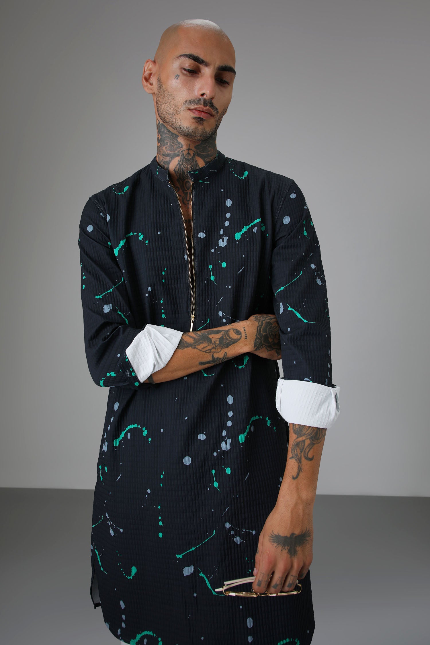 Navy Splatter - Designer Kurta